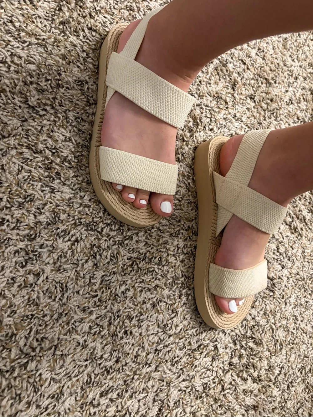 Neutral Strappy Platform Sandals - Cream Women's Summer Shoes